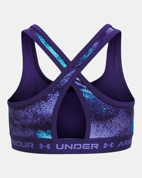 Girls' UA Crossback Printed Sports Bra, Blue, pdpMainDesktop image number 1
